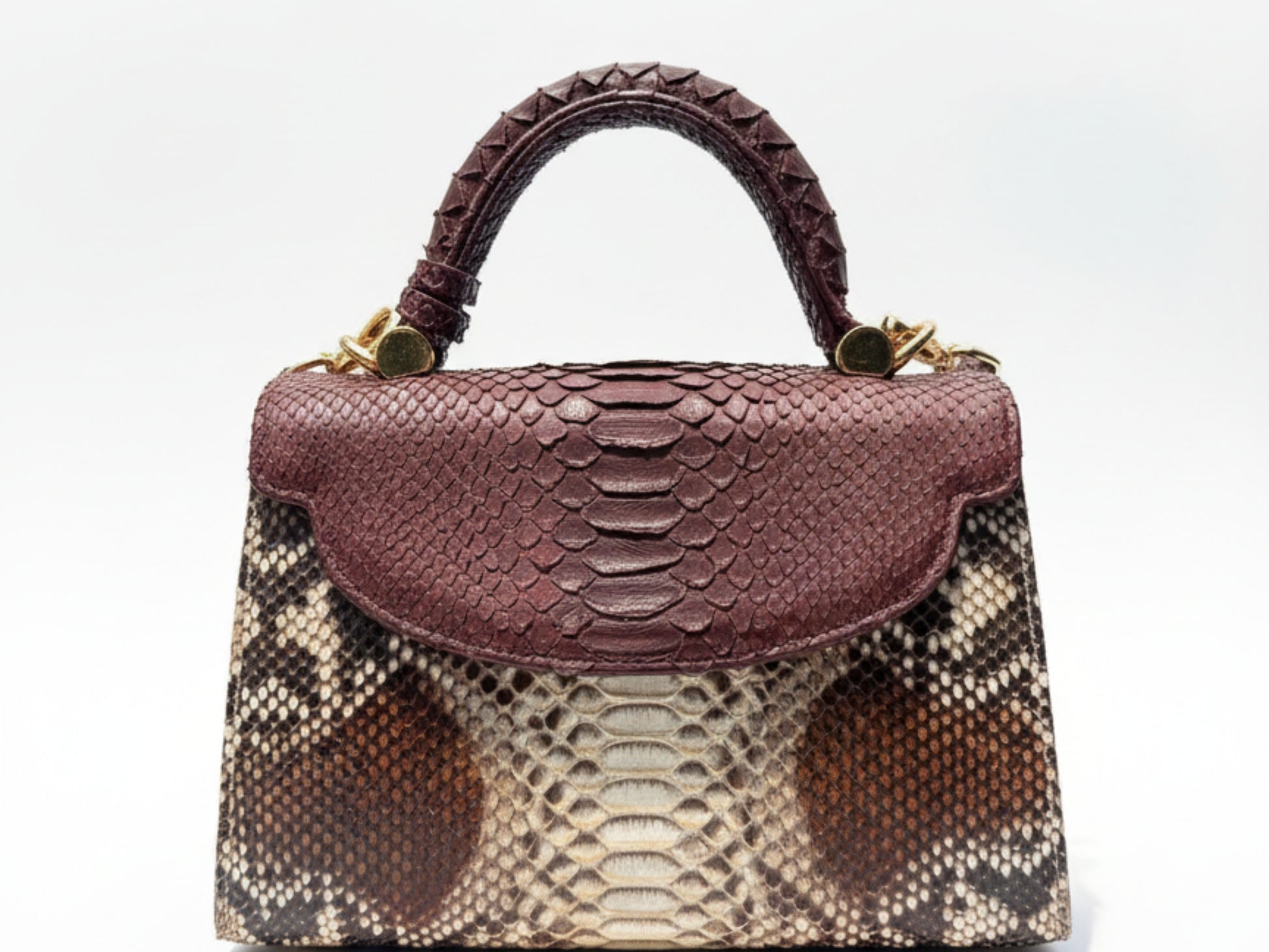 Brown Genuine Python Snakeskin Satchel Bag for Women: Exotic Leather Handbag