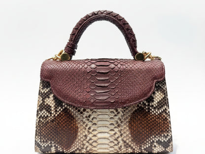 Brown Genuine Python Snakeskin Satchel Bag for Women: Exotic Leather Handbag