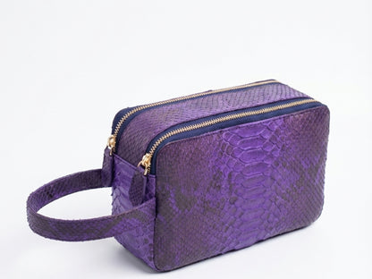 Genuine Python Snakeskin Leather Bag: Double Zipper Travel Case