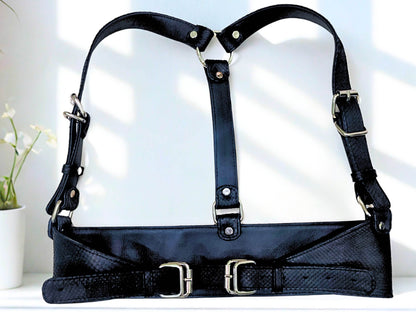 Y Strap Snakeskin Leather Waist Harness - LFM Fashion