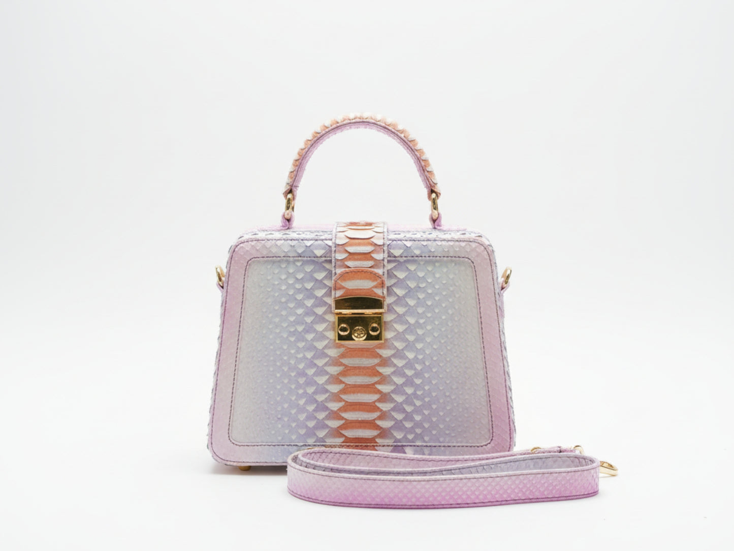 Luxury Genuine Python Snakeskin Top Handle Bag – Multicolor Designer Leather Purse for Women