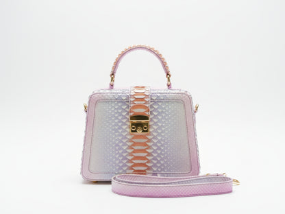 Luxury Genuine Python Snakeskin Top Handle Bag – Multicolor Designer Leather Purse for Women