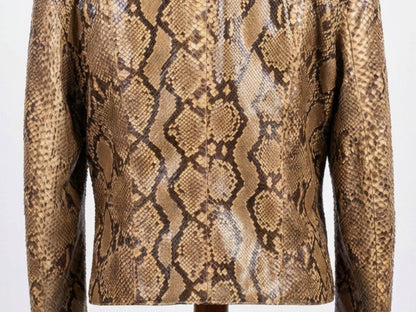 Genuine Python Snakeskin Suit Set | Brown Leather Blazer & Pants