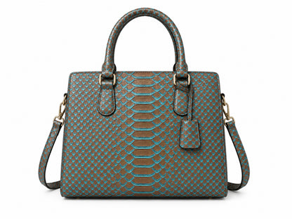 Brown Python Snakeskin Tote Satchel