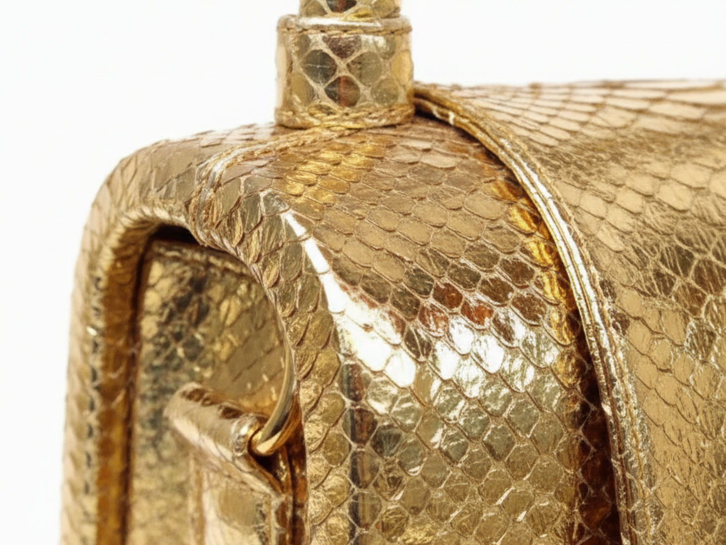 Genuine Python Snakeskin Leather Handbag in Gold
