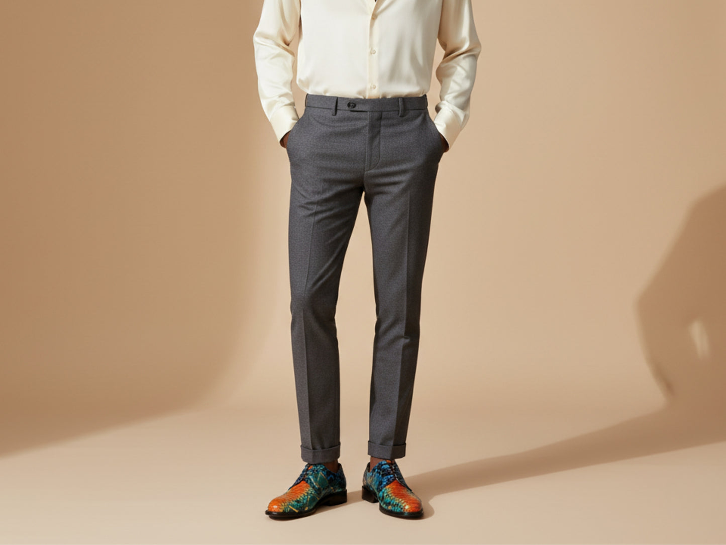 Genuine Python Snakeskin Oxford Shoes for Men: Handmade Multicolor Dress Shoes