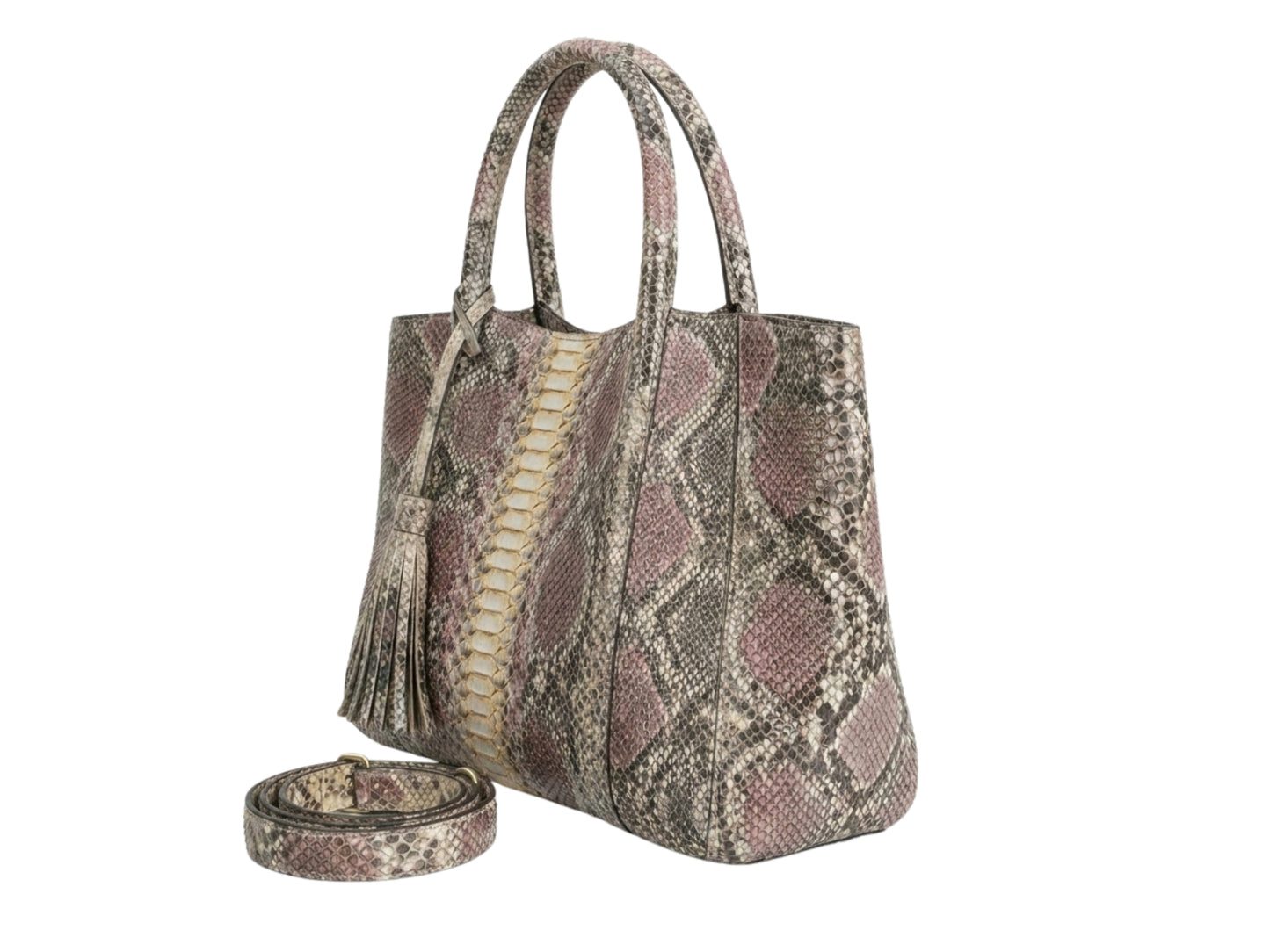 Antique Pink Python Snakeskin Tote Leather Bag