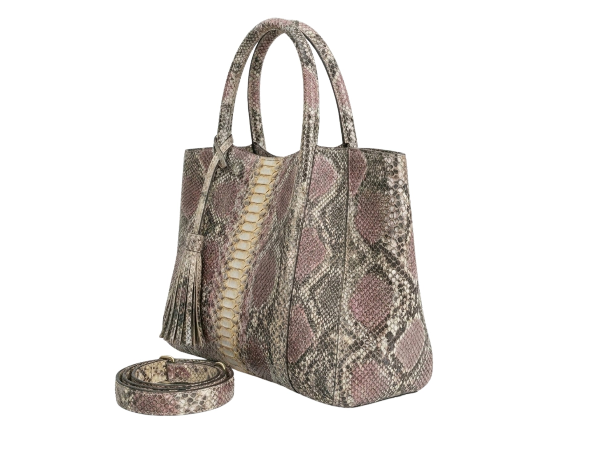 Antique Pink Python Snakeskin Tote Leather Bag