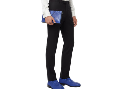 Blue Python Snakeskin Oxford Shoes: Handmade Exotic Leather Dress Shoes for Men