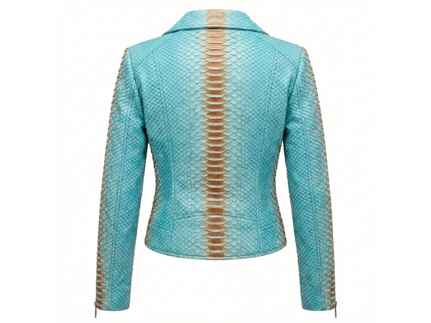Turquoise Python Snakeskin Leather Jacket