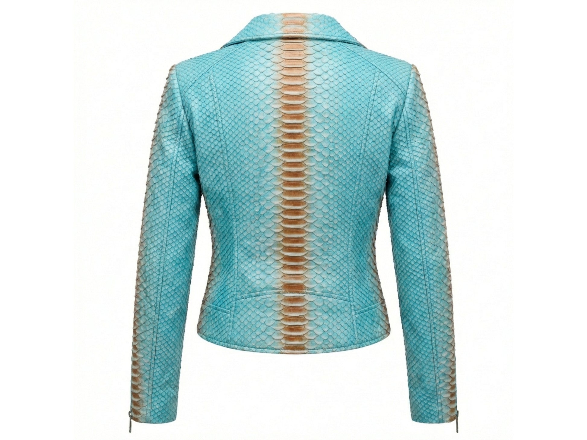 Turquoise Python Snakeskin Leather Jacket