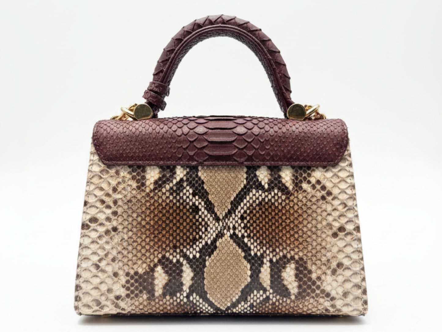 Brown Genuine Python Snakeskin Satchel Bag for Women: Exotic Leather Handbag