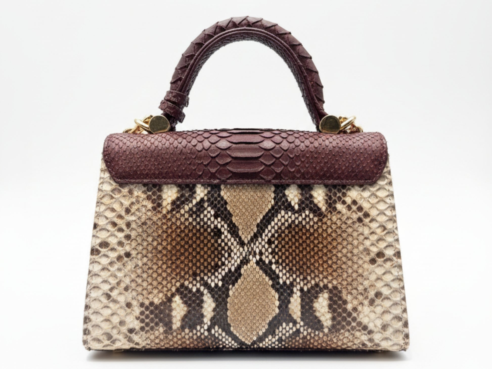 Brown Genuine Python Snakeskin Satchel Bag for Women: Exotic Leather Handbag
