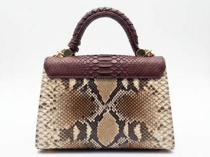 Brown Genuine Python Snakeskin Satchel Bag for Women: Exotic Leather Handbag