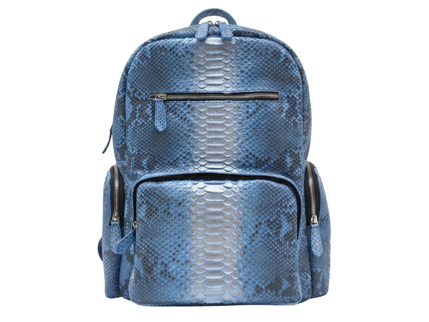 Metallic Blue Genuine Python Snakeskin Backpack: Convertible Laptop Backpacks