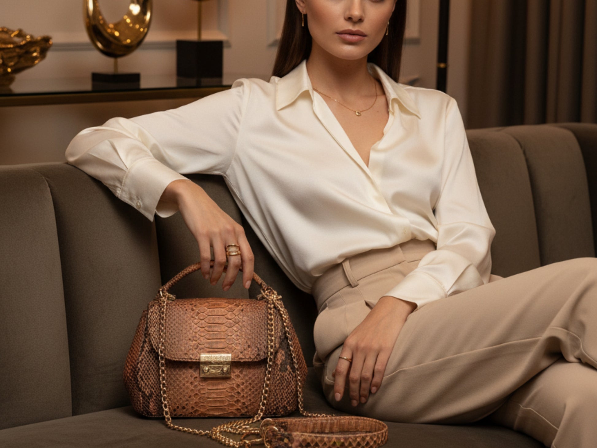 Luxury Genuine Python Snakeskin Top Handle Bag: Exotic Brown, Black, White & Green Leather Purse