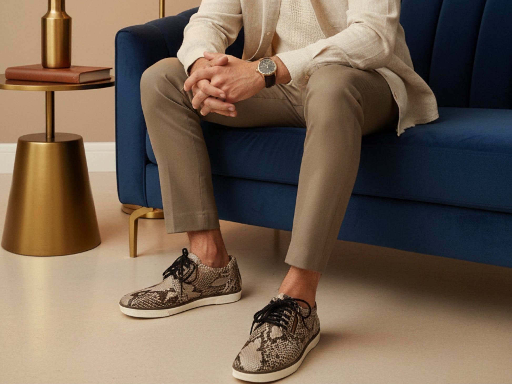 Genuine Python Snakeskin Sneakers: Exotic Snake Skin Casual Footwear