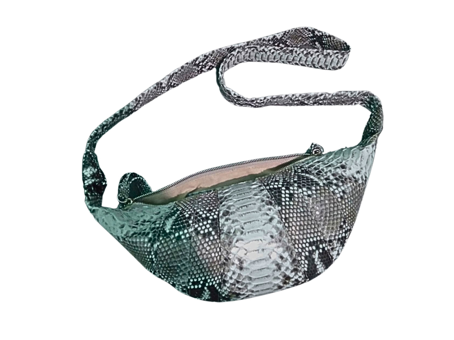 Snakeskin Leather Croissant Bag - 5