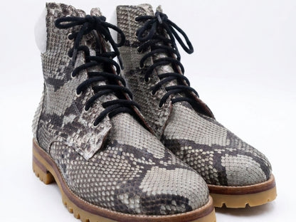 Natural Gray Snakeskin Python Leather Boots