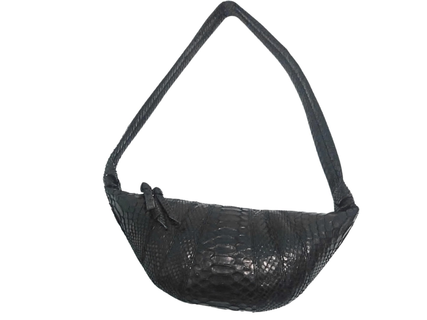 Snakeskin Leather Croissant Bag - 3