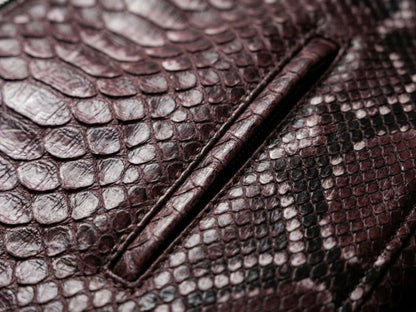 Genuine Python Snakeskin Leather Biker Jacket: Gradient Burgundy Exotic Motorcycle Jacket