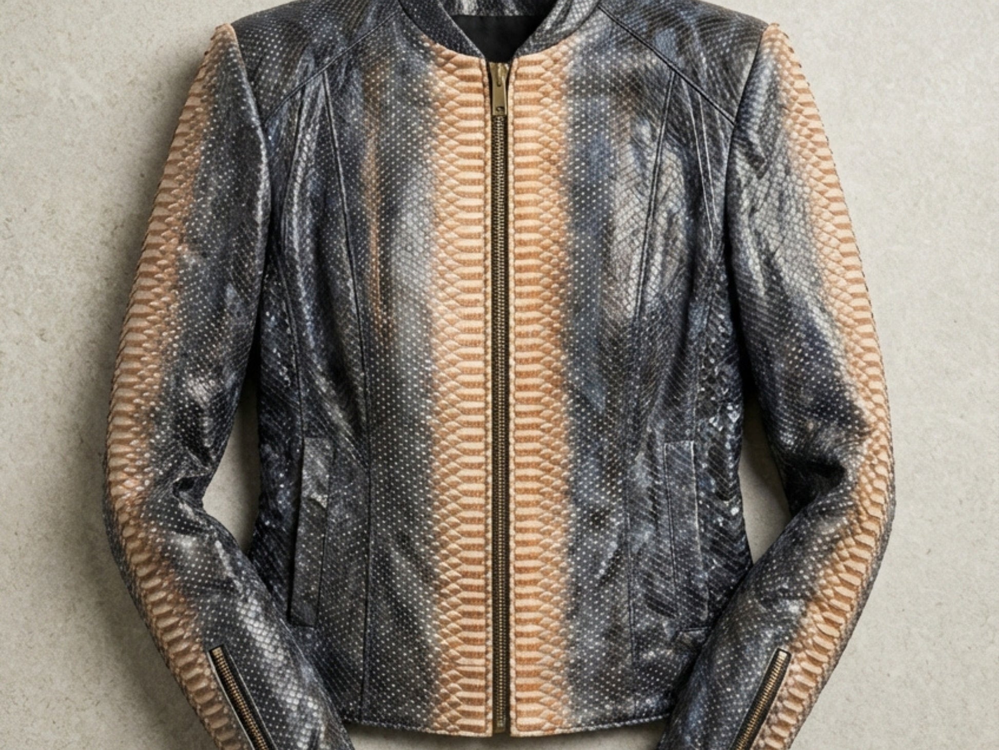 Black Charcoal Python Snakeskin Jacket