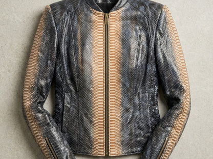 Black Charcoal Python Snakeskin Jacket