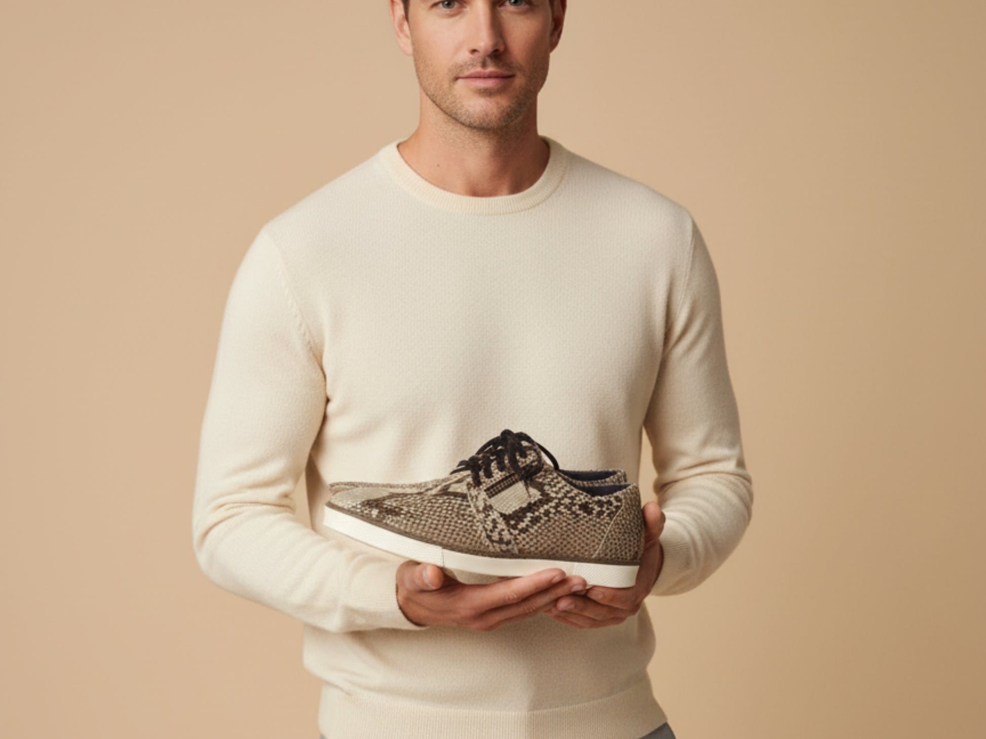 Genuine Python Snakeskin Sneakers: Exotic Snake Skin Casual Footwear