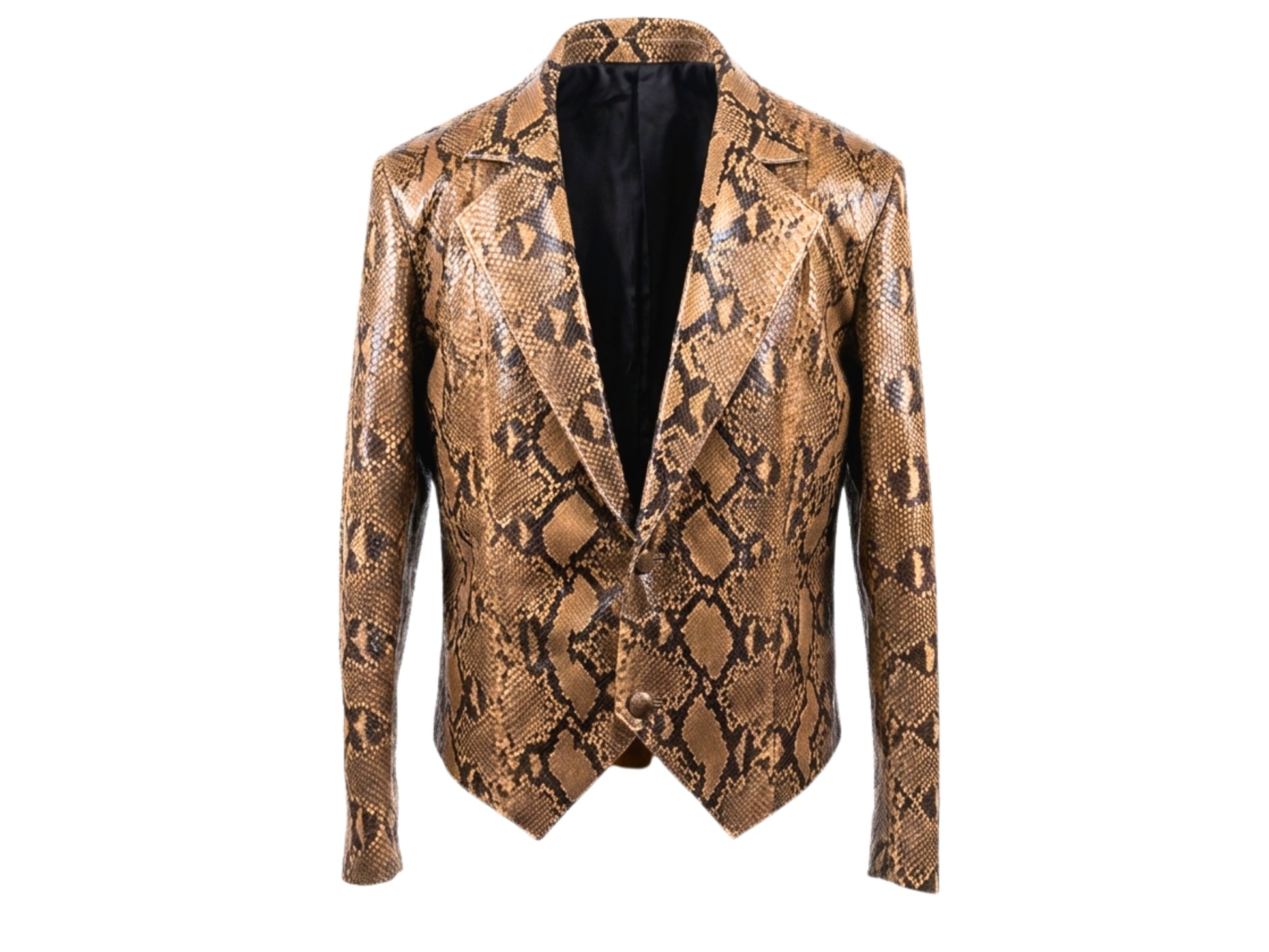 Genuine Python Snakeskin Suit Set | Brown Leather Blazer & Pants