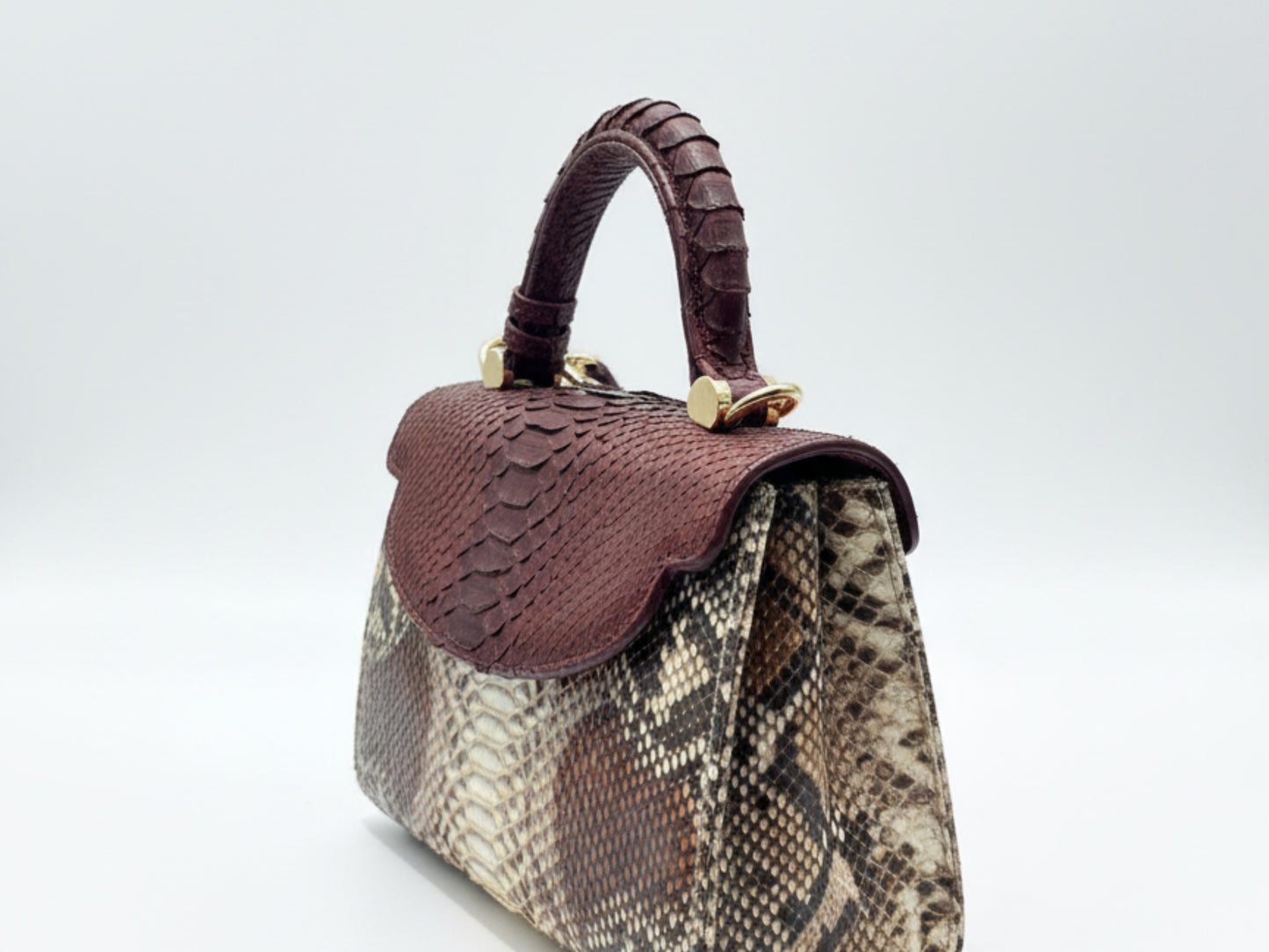 Brown Genuine Python Snakeskin Satchel Bag for Women: Exotic Leather Handbag