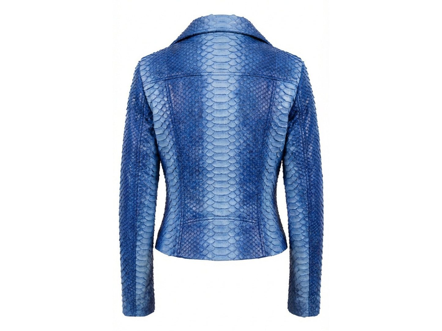 Handmade Blue Python Snakeskin Biker Jacket – Exotic Leather Moto Coat
