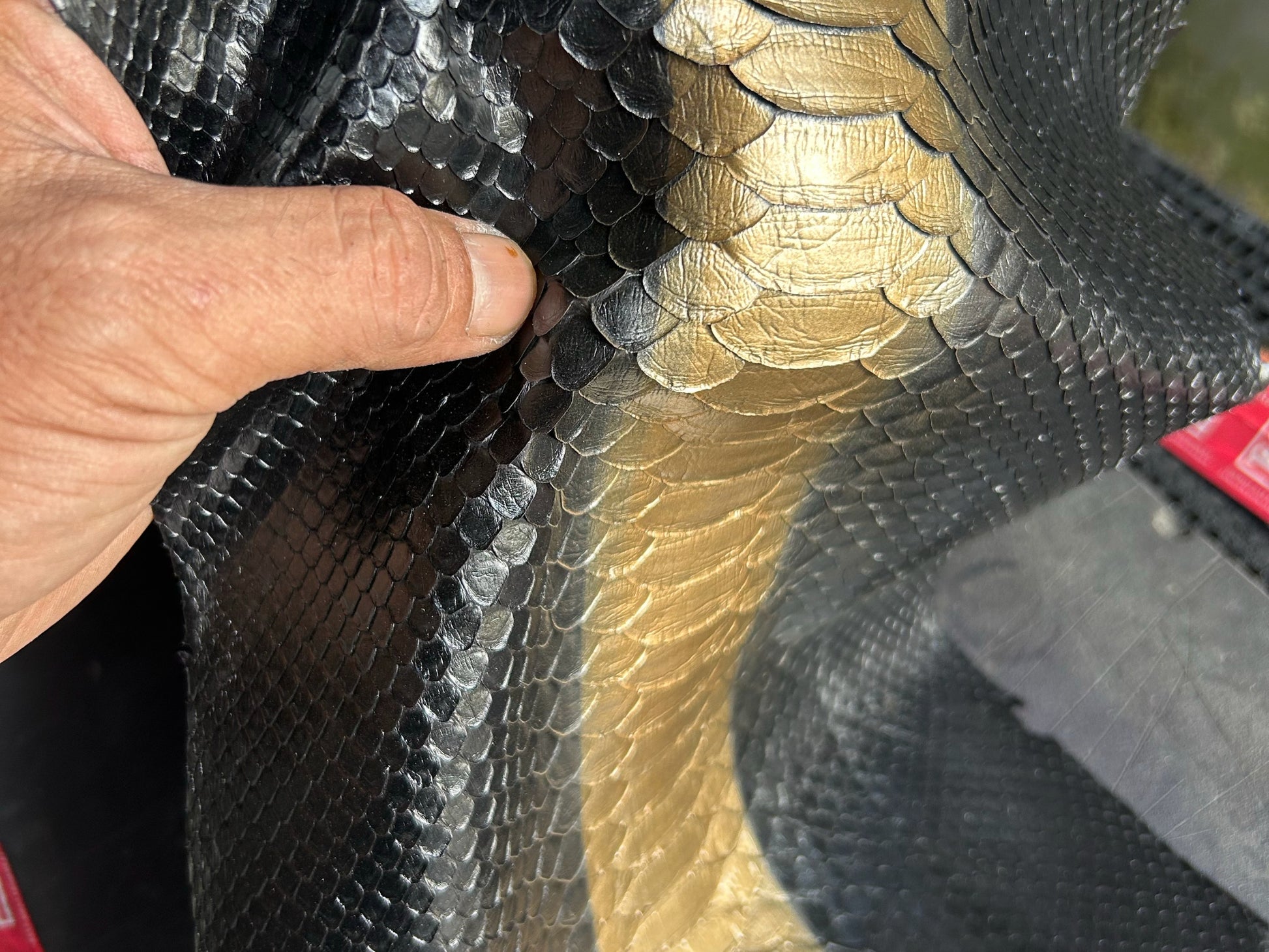 Genuine Python Snakeskin Biker Jacket: Black Gold Exotic Leather Motorcycle Jacket