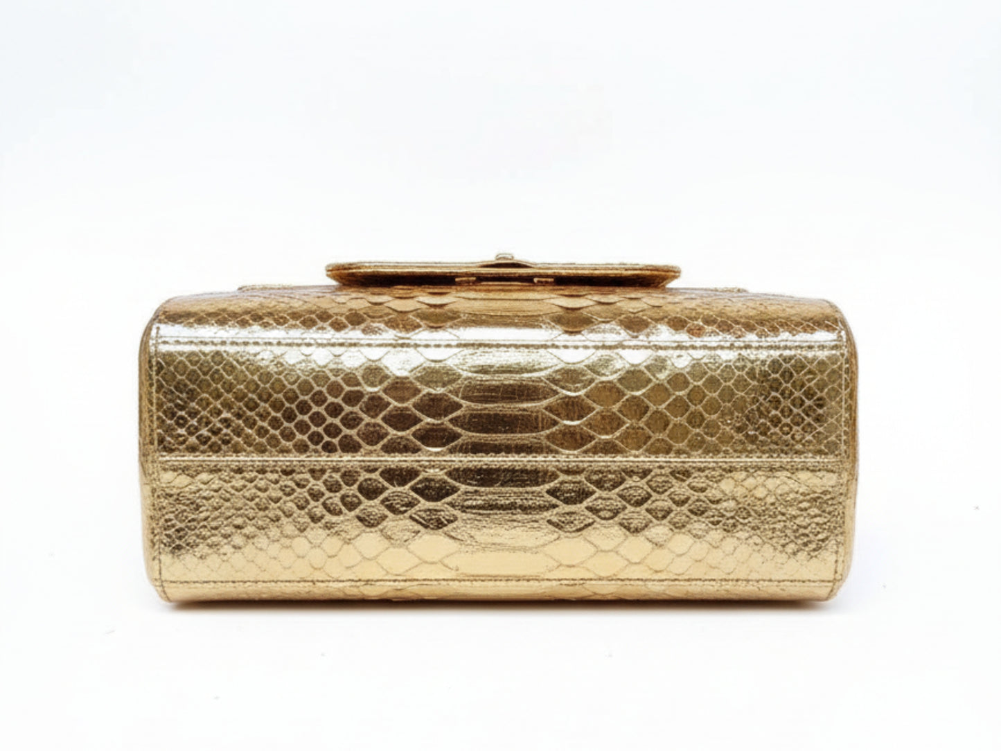 Genuine Python Snakeskin Leather Handbag in Gold