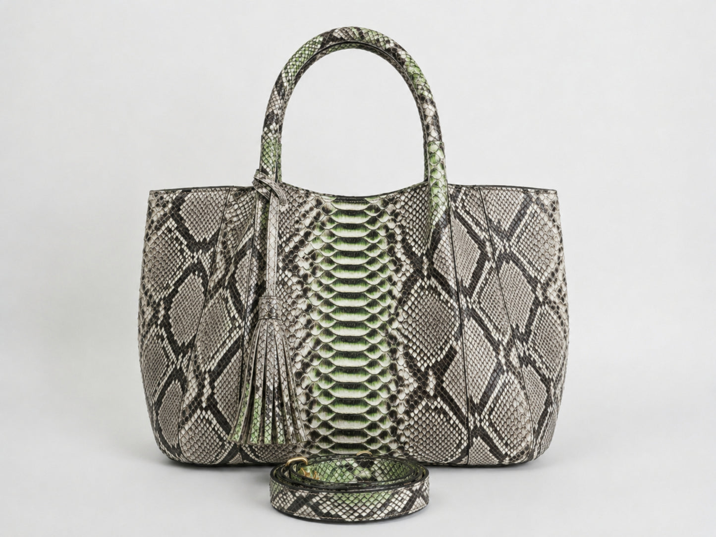Natural Gray Python Snakeskin Tote Leather Bag