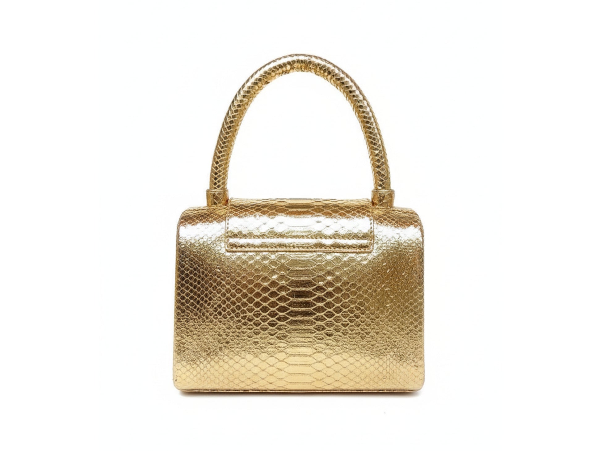 Genuine Python Snakeskin Leather Handbag in Gold