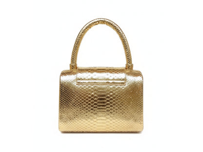 Genuine Python Snakeskin Leather Handbag in Gold