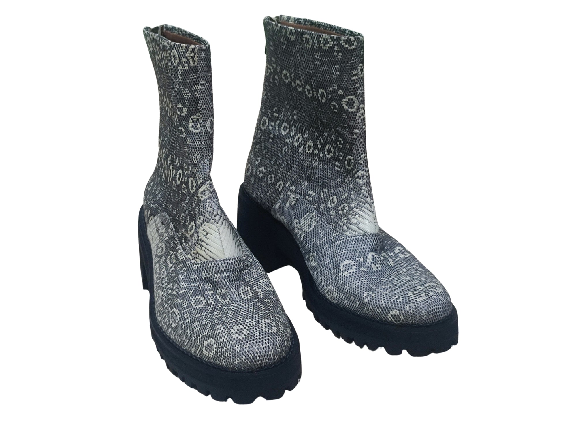 Genuine Lizard Skin Leather Boots - 5