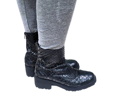 Fashion Snakeskin Leather Boots - 7