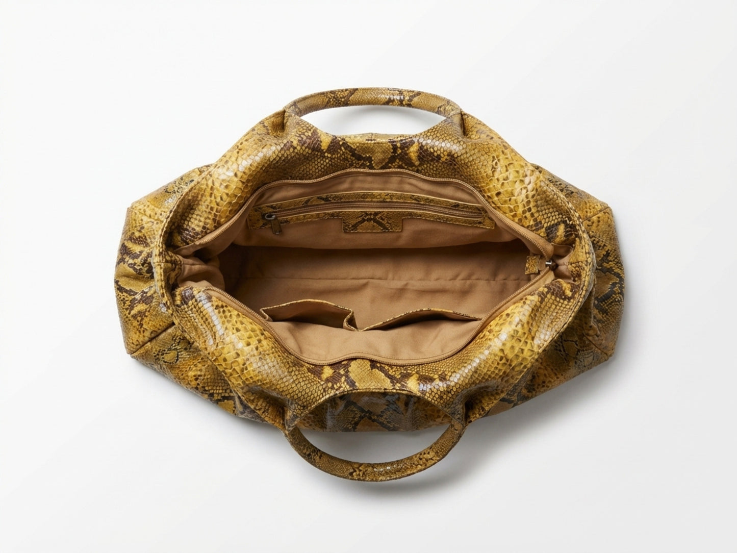 Yellow Snakeskin Tote Bag – Large Shoulder Purse