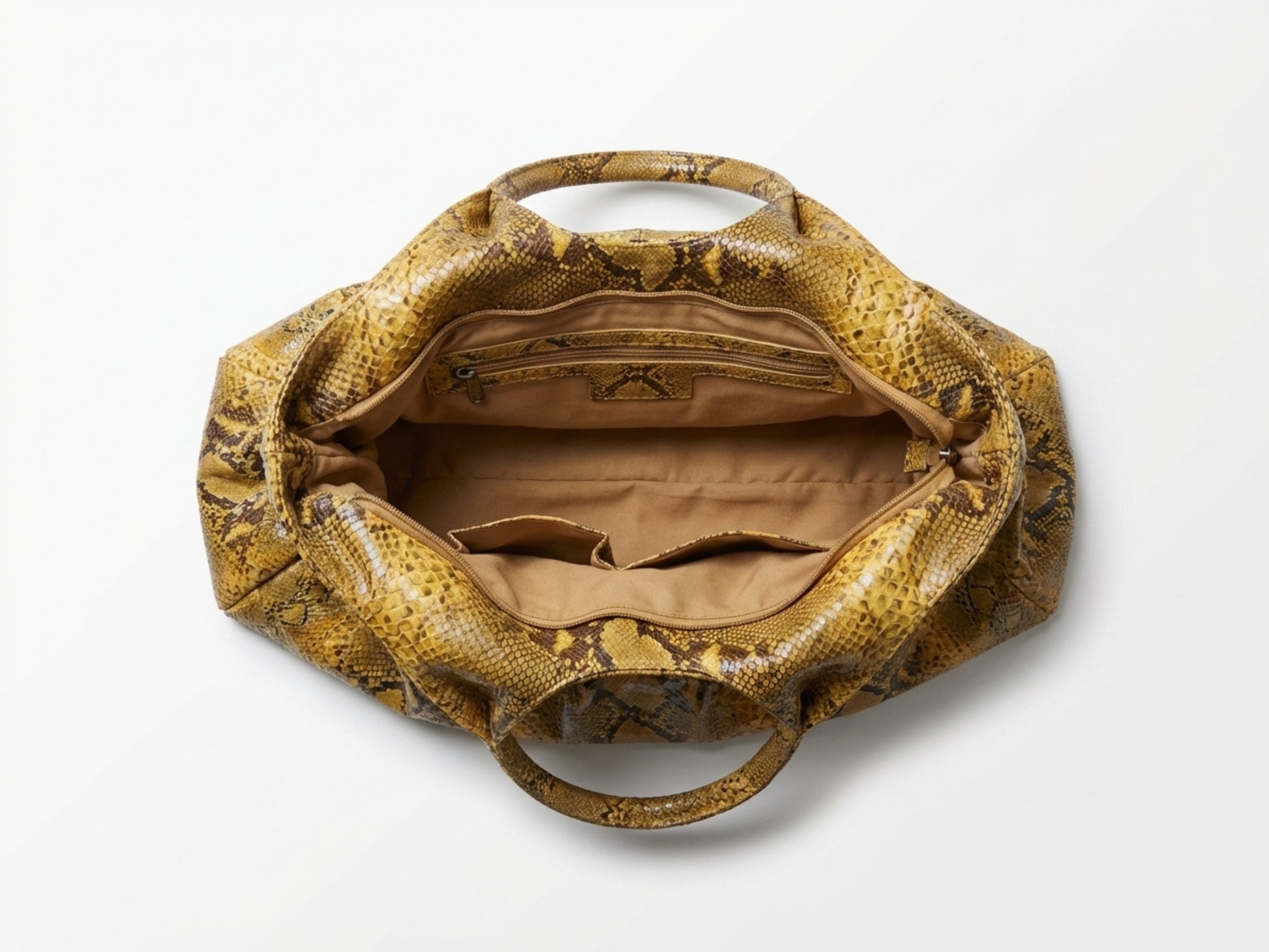 Yellow Snakeskin Tote Bag – Large Shoulder Purse