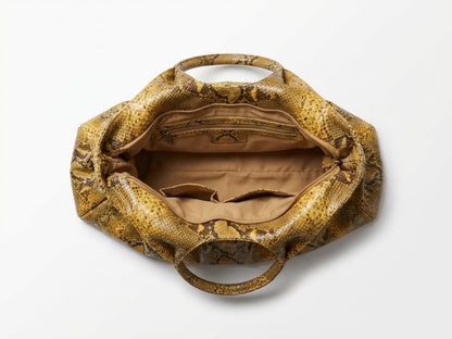 Yellow Snakeskin Tote Bag – Large Shoulder Purse
