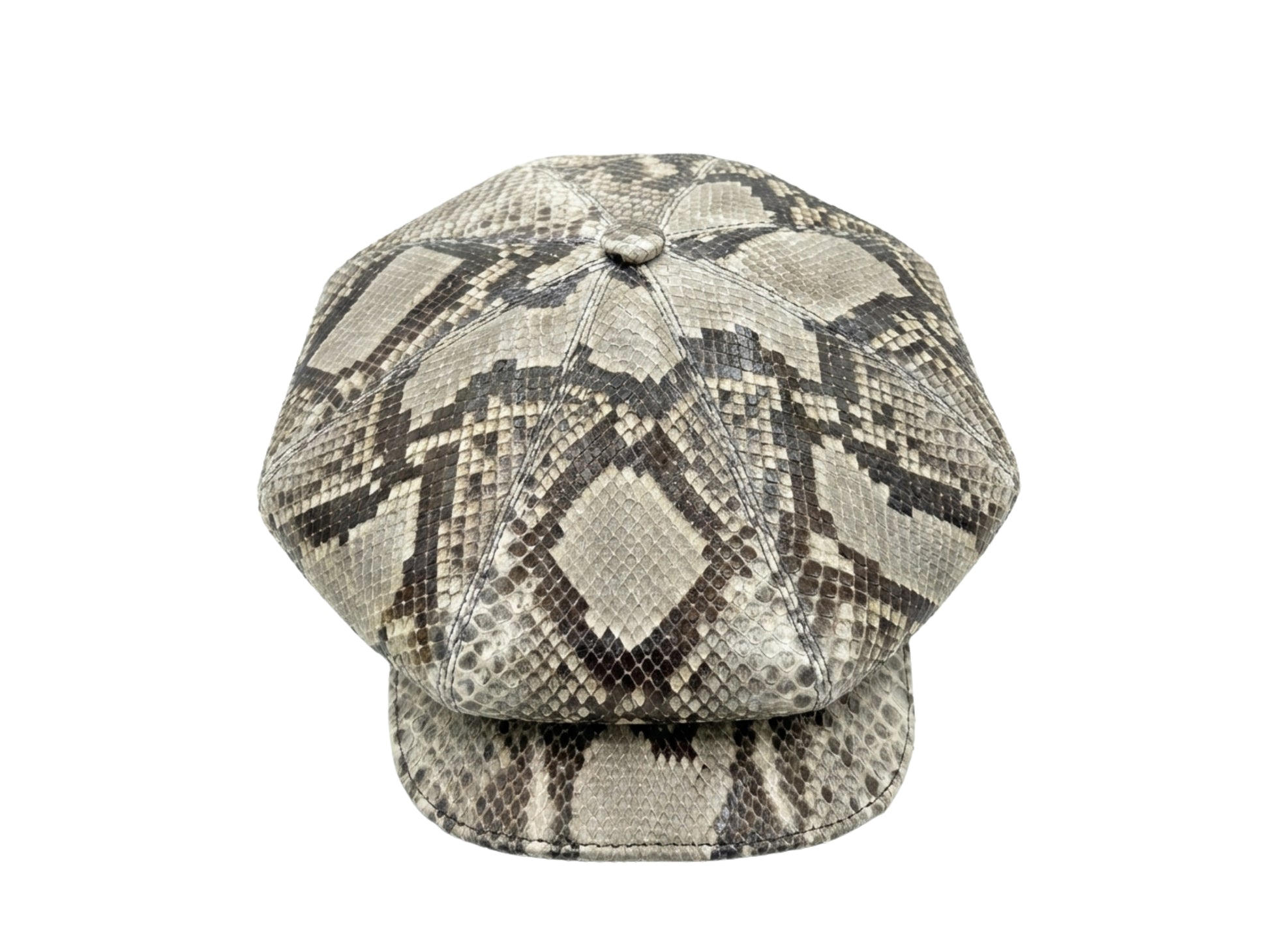 Gray Snakeskin Leather Newsboy Caps