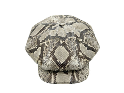 Gray Snakeskin Leather Newsboy Caps