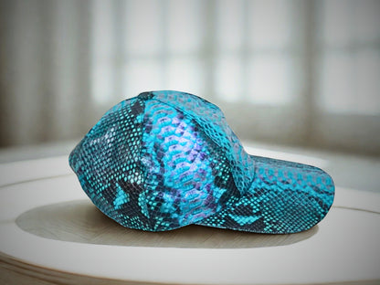 Snakeskin Trucker Hats - Turquoise