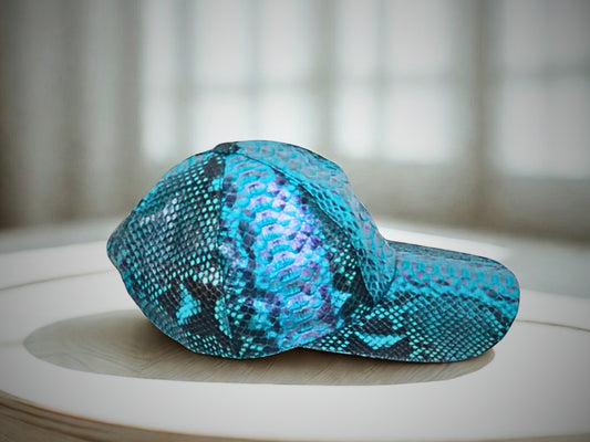 Snakeskin Trucker Hats - Turquoise