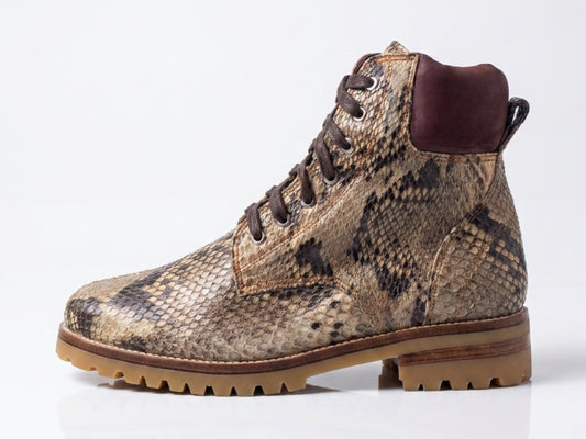 Brown Snakeskin Python Leather Boots