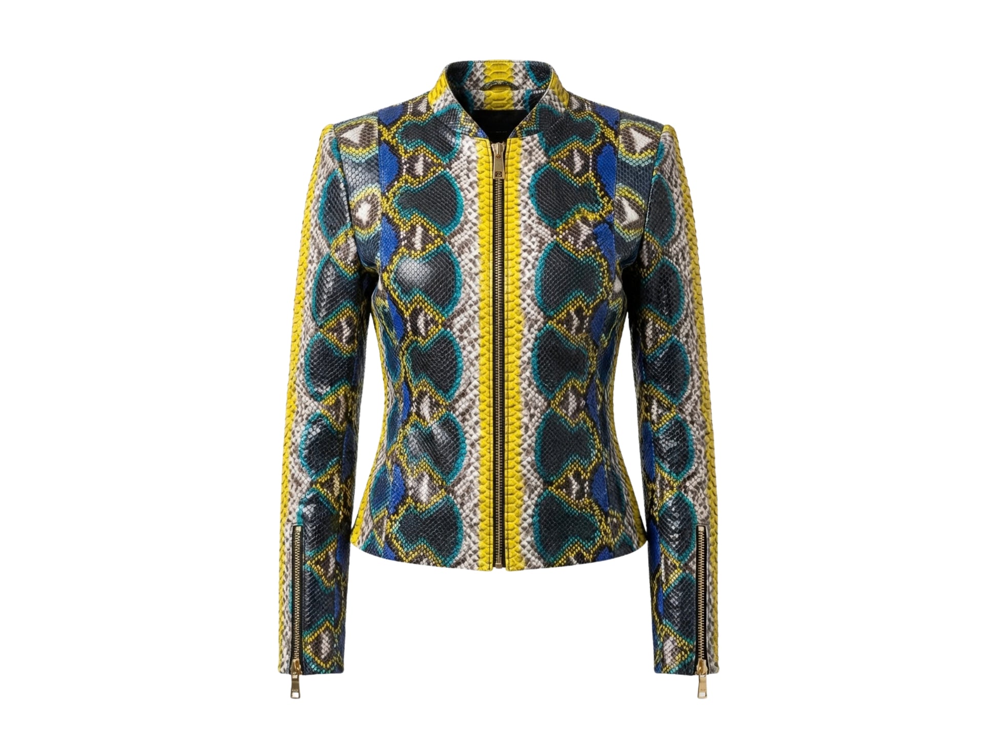 Multicolor Exotic Yellow Python Snakeskin Jacket