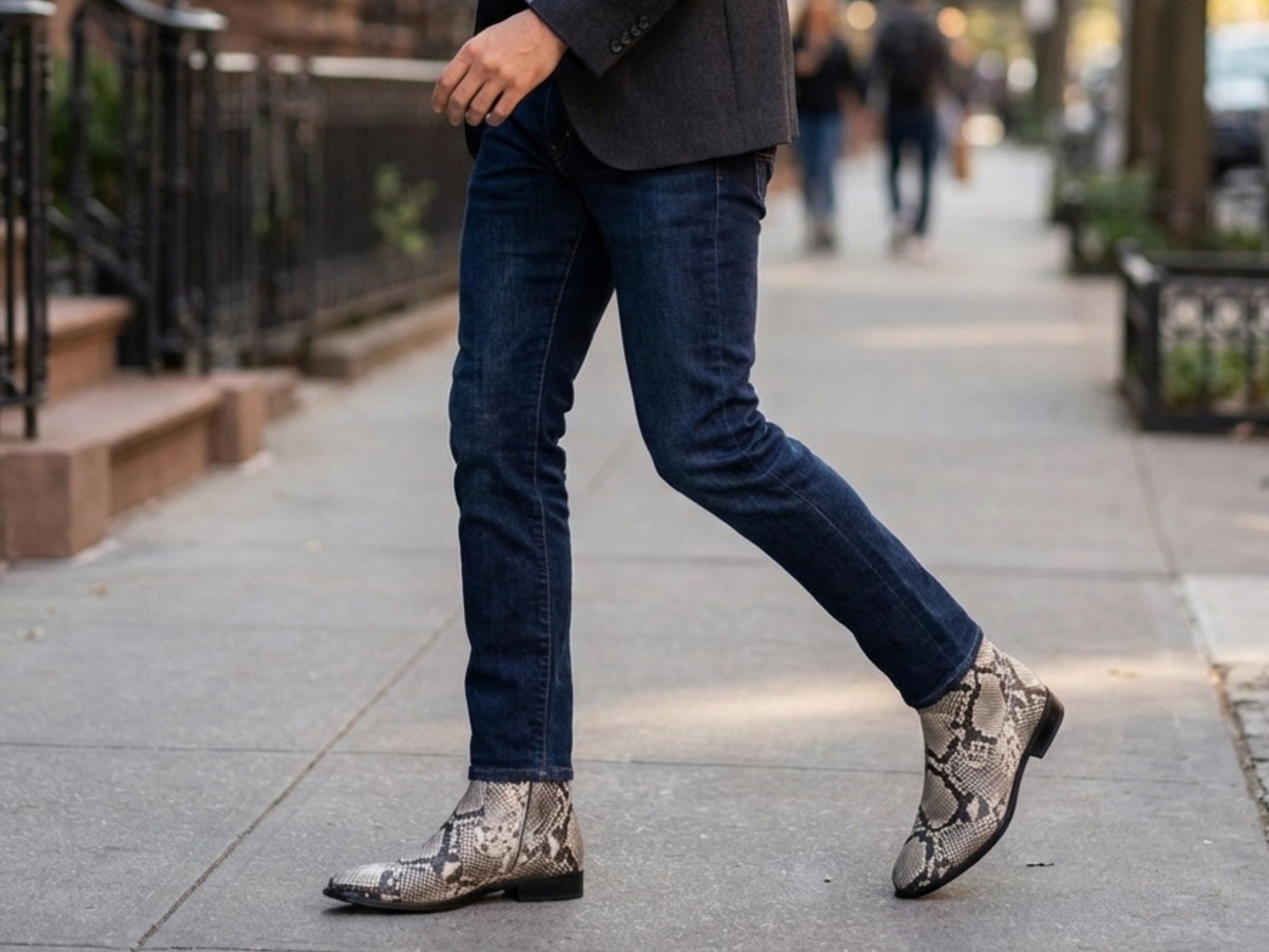 Men’s Genuine Python Snakeskin Boots | Real Natural Gray Python Dress Shoes