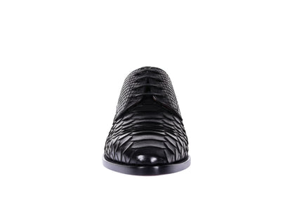 Genuine Black Python Snakeskin Oxford Shoes for Men: Handmade Exotic Leather Dress Shoes