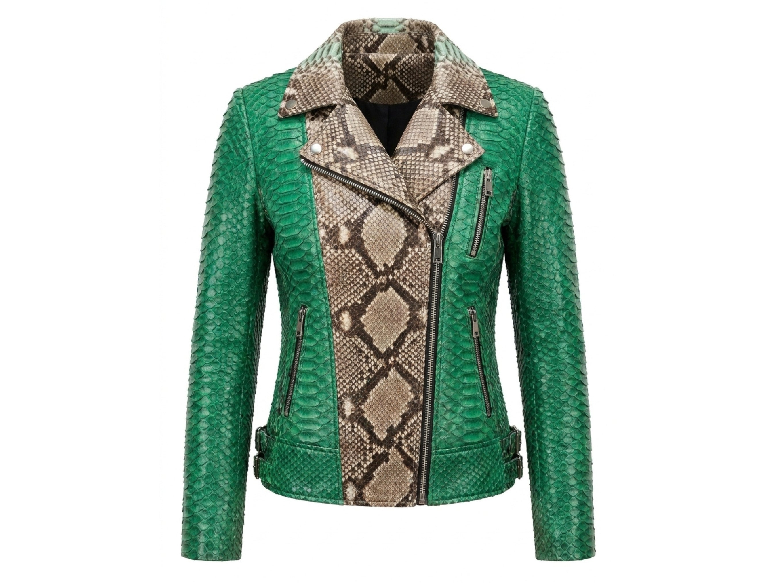 Green Python Snakeskin Green Python Snakeskin Leather Jacket – LFM Fashion